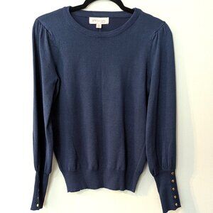 NWT - Philosophy Women's Navy Blue Puff Sleeve Sweater. Size Small.